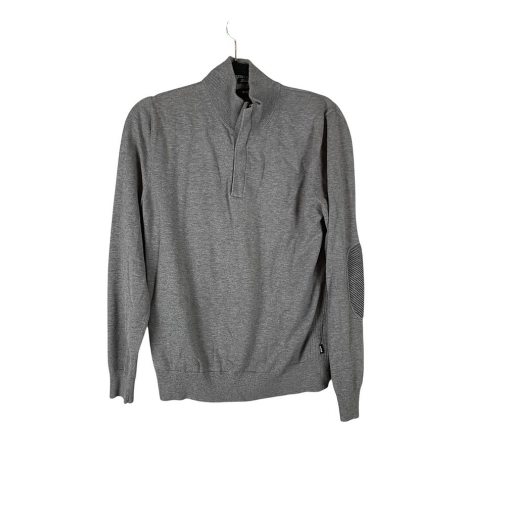 Hugo Boss BOSS Gray Regular Fit Cotton Wool Half-Zip Sweater Men’s Size M